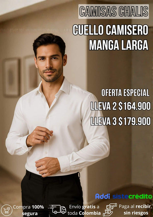 Camisa Chalis Cuello Camisero Manga Larga