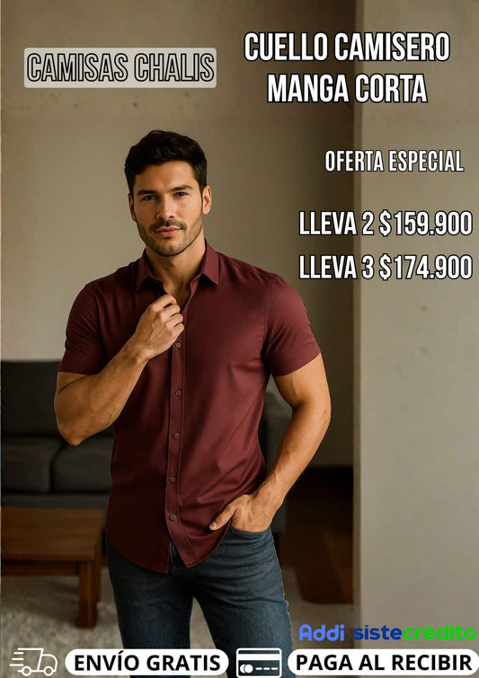Camisa Chalis Cuello Camisero Manga Corta