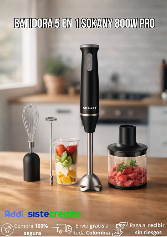 Batidora 5 en 1 Sokany 800W Pro