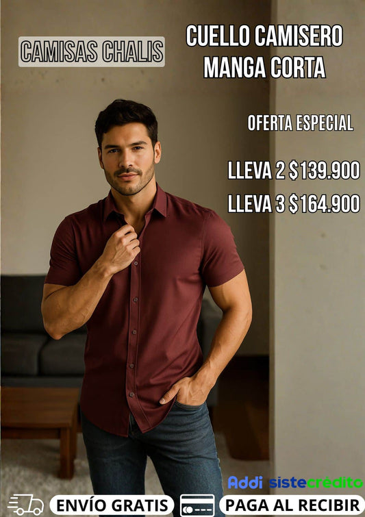 Camisa Chalis Cuello Camisero Manga Corta